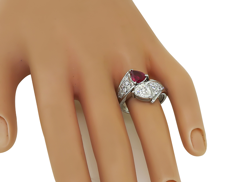 Estate 1.28ct Burma Ruby 1.71cttw Diamond Ring