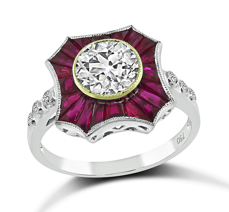 Estate 1.29ct Diamond 1.00ct Ruby Engagement Ring