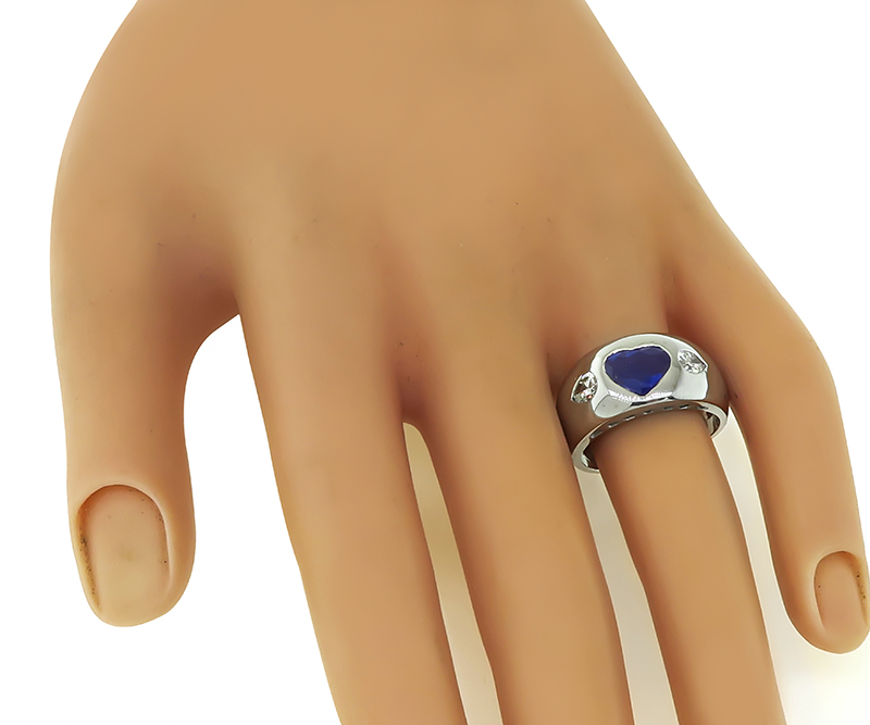 Estate 1.29ct Sapphire 0.50ct Diamond Ring