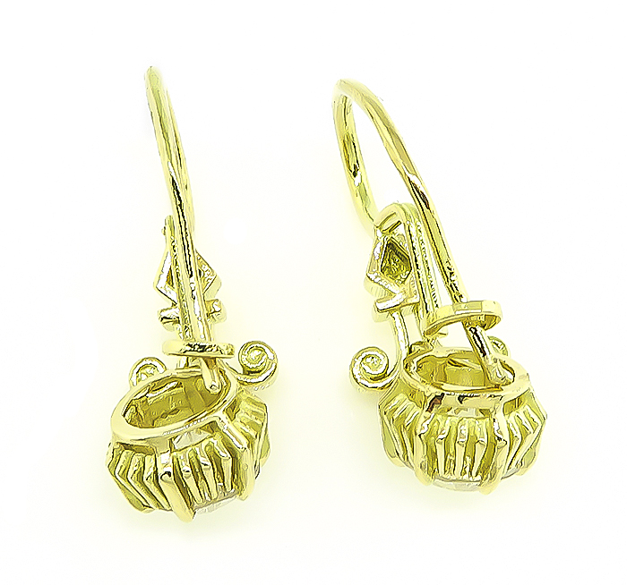 Vintage 1.32ct Diamond Gold Dangling Earrings