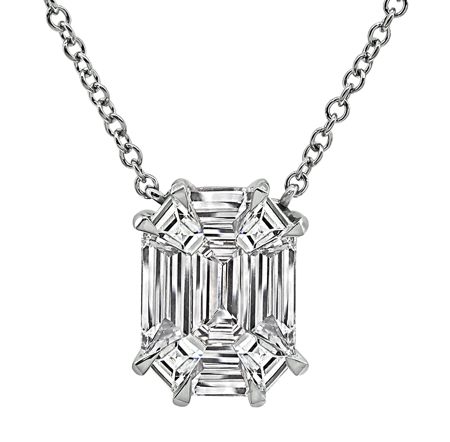 Estate 1.34ct Diamond Illusion Set Pendant Necklace