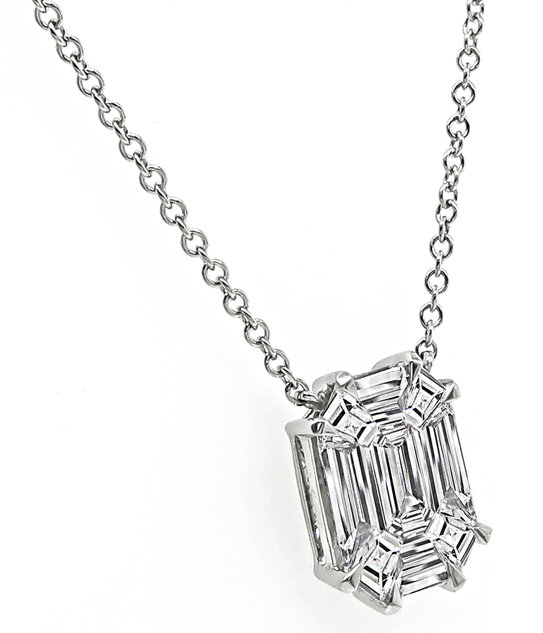 Estate 1.34ct Diamond Illusion Set Pendant Necklace