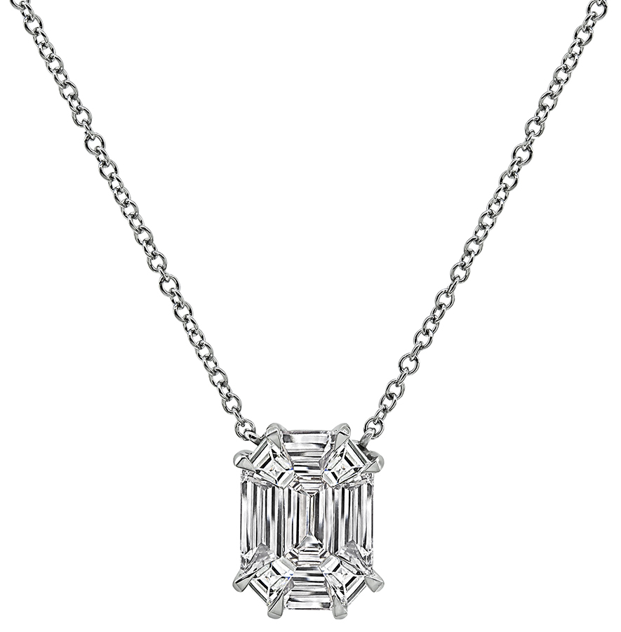 Estate 1.34ct Diamond Illusion Set Pendant Necklace