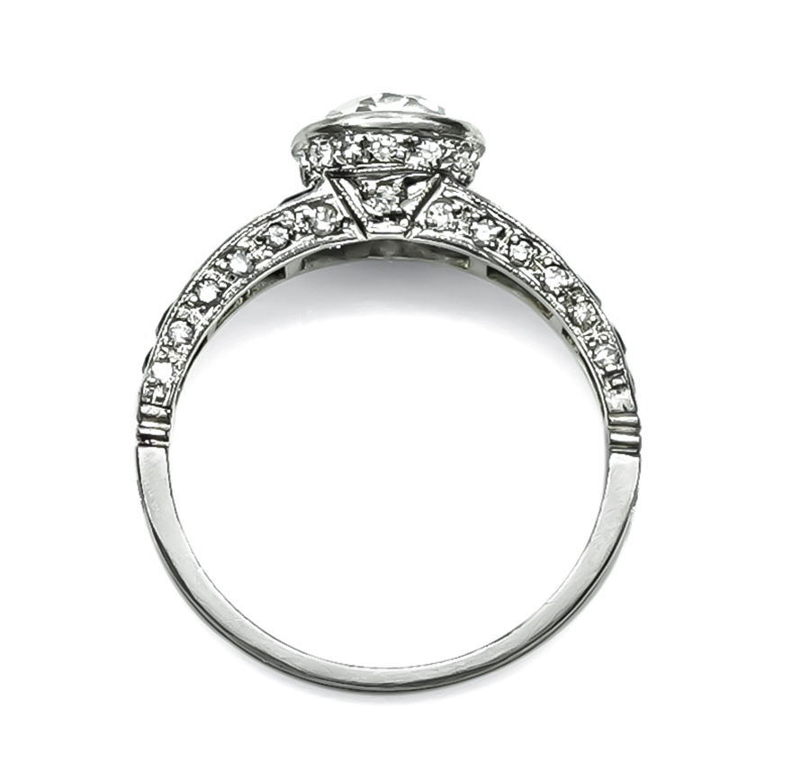 Art Deco Style 1.34ct Diamond Sapphire Engagement Ring