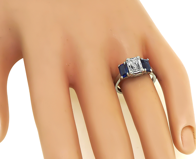 Estate 1.36ct Diamond 1.75ct Sapphire Engagement Ring