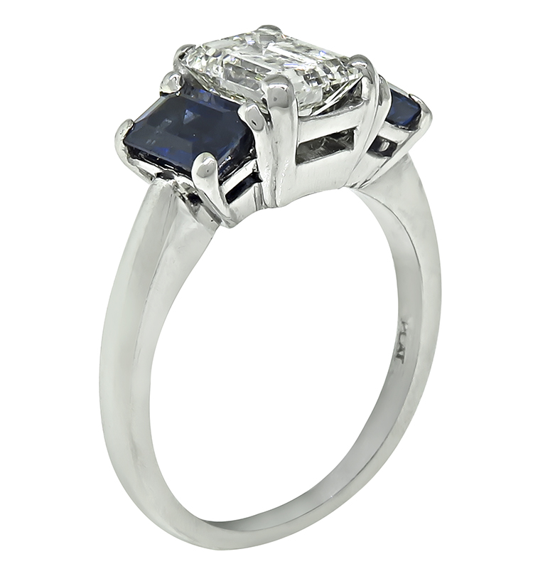 Estate 1.36ct Diamond 1.75ct Sapphire Engagement Ring