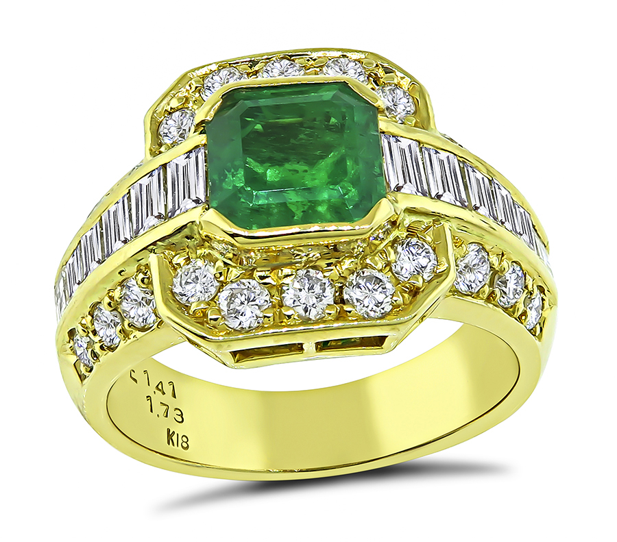 Estate 1.41ct Colombian Emerald 1.73ct Diamond Ring