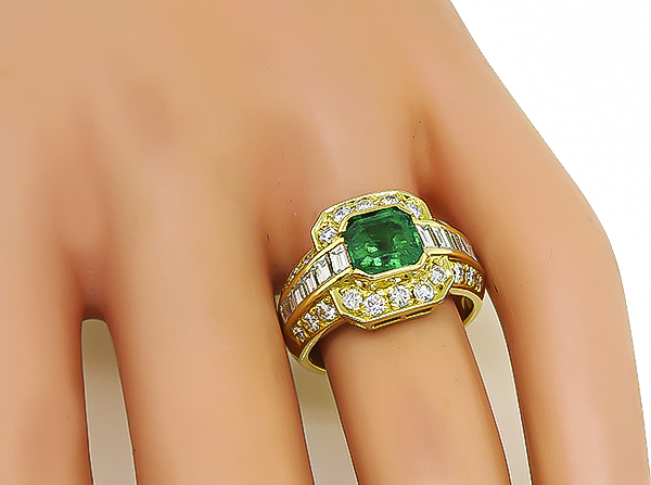 Estate 1.41ct Colombian Emerald 1.73ct Diamond Ring