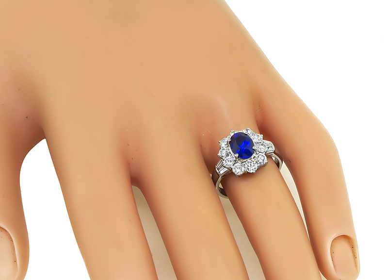 Estate 1.48ct Ceylon Sapphire 1.07ct Diamond Engagement Ring