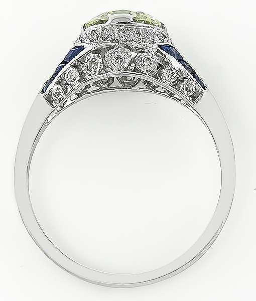 Art Deco Style 1.50ct Diamond Sapphire Engagement Ring