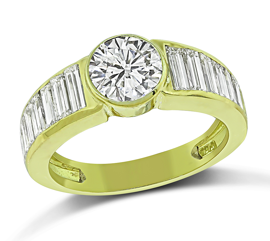 Estate 1.53ct Center Diamond 1.00ct Side Diamond Gold Ring