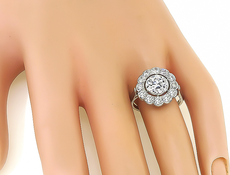 Estate 1.58ct Center Diamond 0.90ct Diamond Engagement Ring
