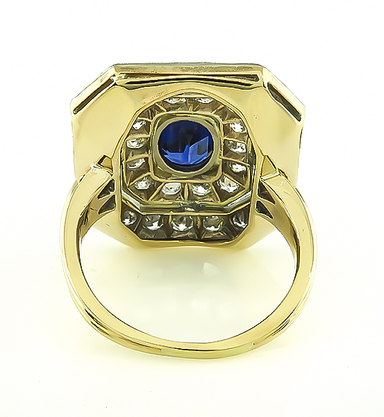 Art Deco 1.60ct Sapphire 1.75ct Diamond Ring