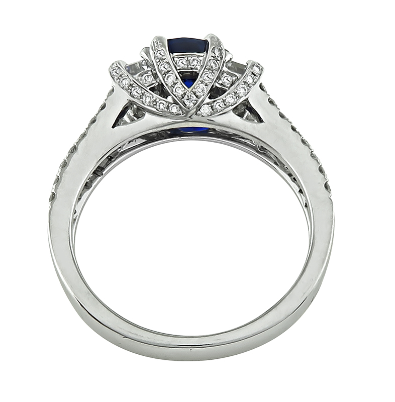 Estate 1.61ct Sapphire 1.80ct Diamond Engagement Ring