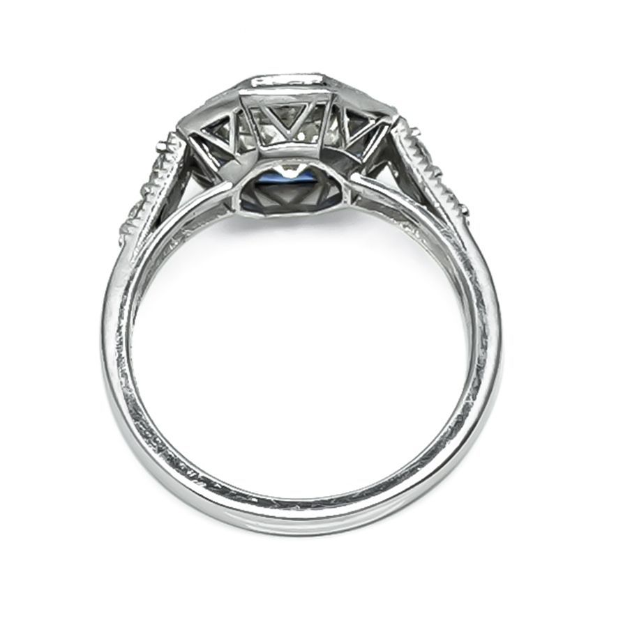 Estate GIA Certified 1.64ct Diamond Sapphire Engagement Ring