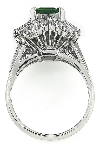 Estate 1.65ct Emerald 1.45ct Diamond Ballerina Ring