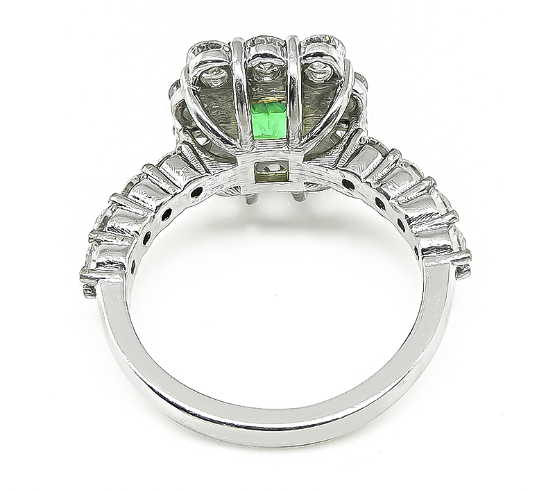 Estate 1.66ct Colombian Emerald 1.40ct Diamond Engagement Ring