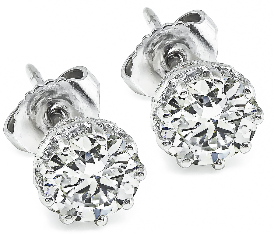 Estate 1.67ct Diamond Stud Earrings