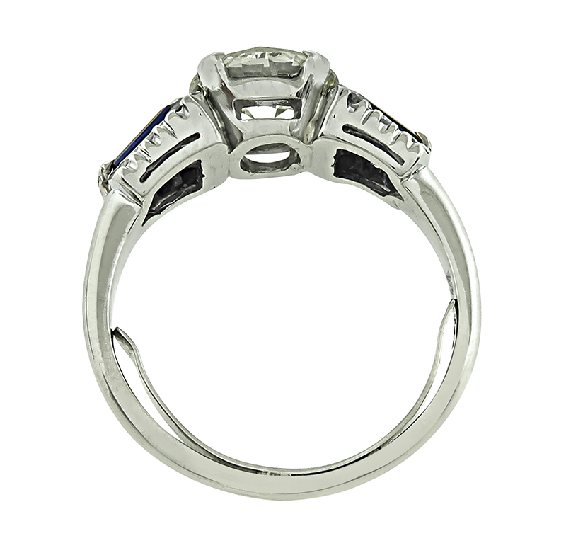 Estate 1.73ct Diamond Sapphire Engagement Ring