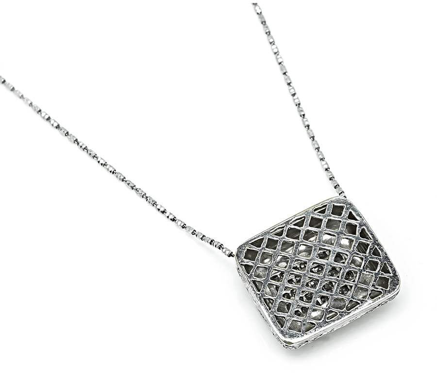 Estate 1.75ct Diamond Two Tone Gold Pendant Necklace