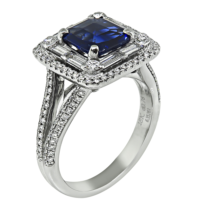 Estate Simon G AGL Cert 1.76ct Natural No Heat Sapphire Diamond Engagement Ring