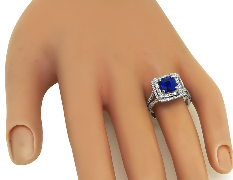 Estate Simon G AGL Cert 1.76ct Natural No Heat Sapphire Diamond Engagement Ring