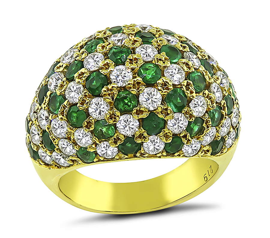 Estate 2.19ct Diamond 1.77ct Emerald Gold Ring