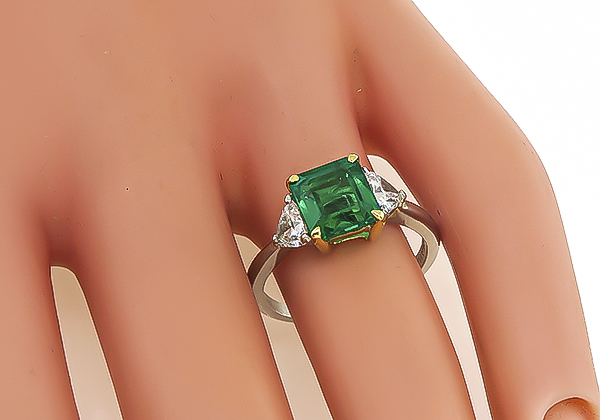 1.79ct Colombian Emerald 0.50ct Diamond Engagement Ring