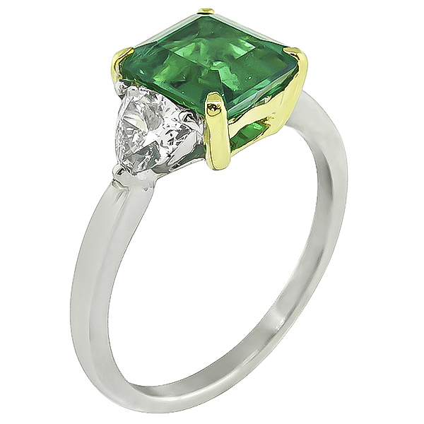 1.79ct Colombian Emerald 0.50ct Diamond Engagement Ring