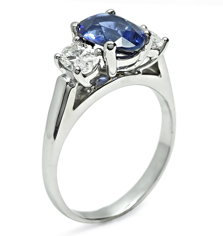 Estate 1.80ct Sapphire 0.70ct Diamond Engagement Ring