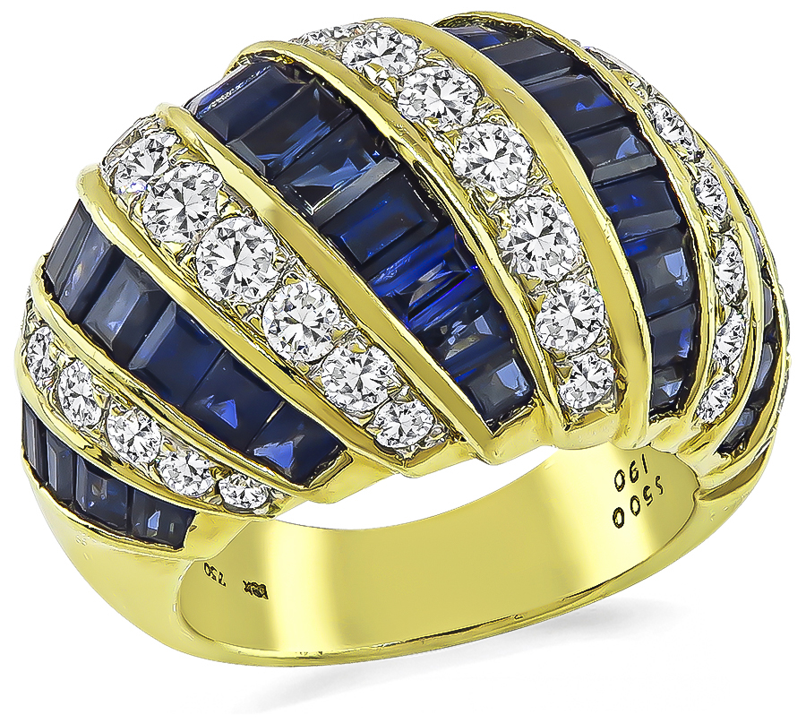 Estate 1.90ct Diamond 6.00ct Sapphire Gold Ring