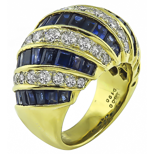 Estate 1.90ct Diamond 6.00ct Sapphire Gold Ring