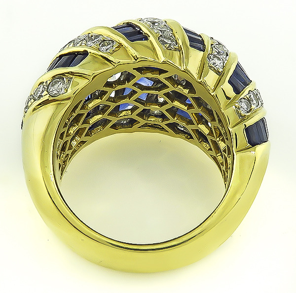 Estate 1.90ct Diamond 6.00ct Sapphire Gold Ring