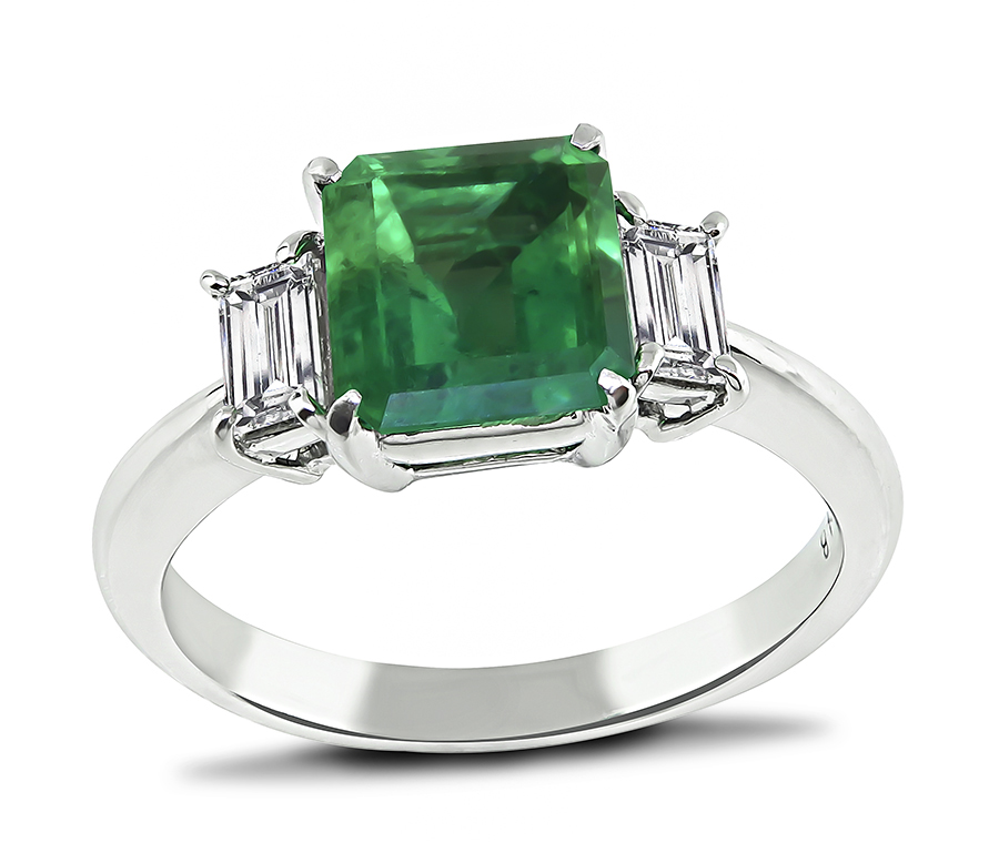 1.91ct Colombian Emerald 0.48ct Diamond Engagement Ring