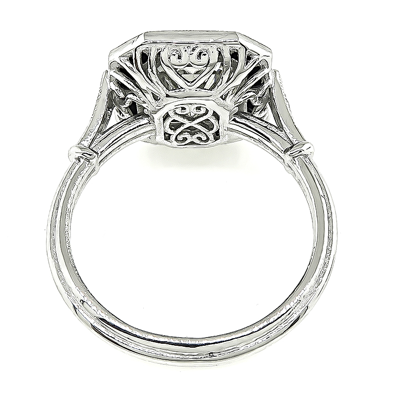 Estate GIA Certified 1.97ct Diamond Onyx Engagement Ring