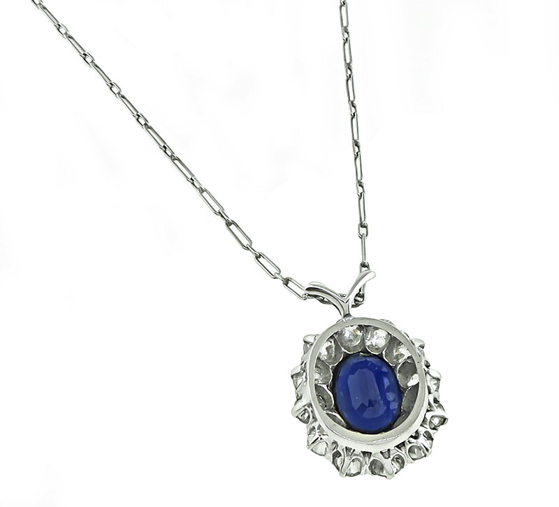 Estate 1.99ct Sapphire 0.80ct Diamond Pendant Necklace