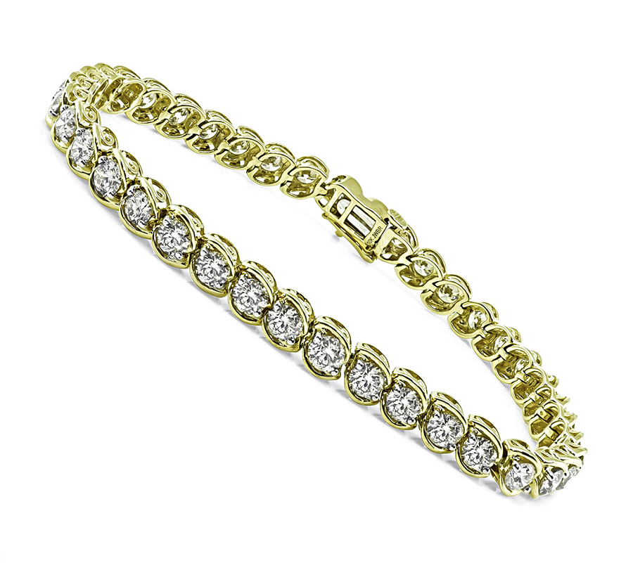 Estate 10.00ct Diamond Gold Line Bracelet