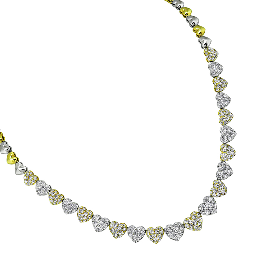 Estate 10.42ct Diamond Gold Heart Necklace