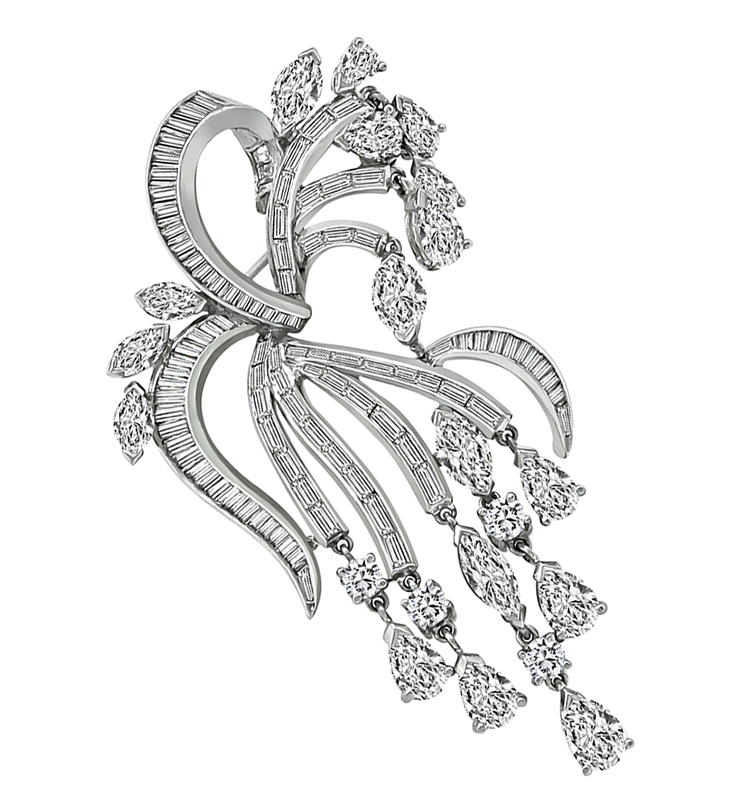 Estate 11.00ct Diamond Platinum Pin