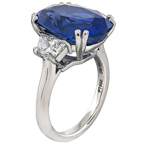 Estate 11.00ct Cornflower Blue Ceylon Sapphire 1.20ct Diamond Engagement Ring