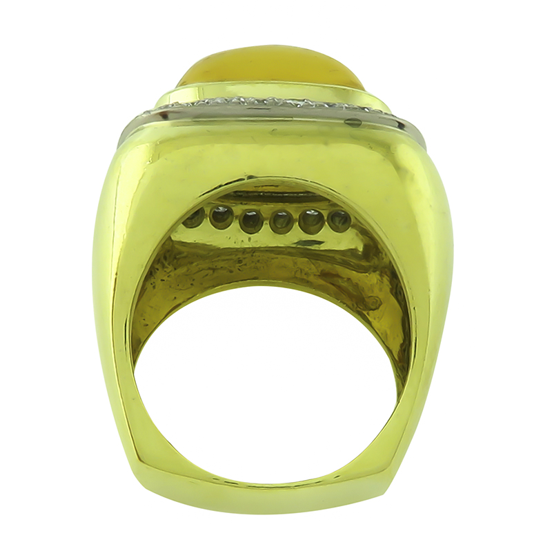 Estate 12.00ct Citrine 0.75ct Diamond Gold Ring