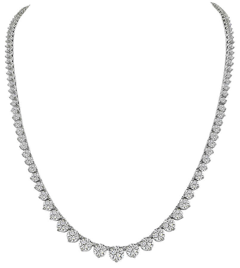 Estate 12.55ct Diamond Tennis Necklace