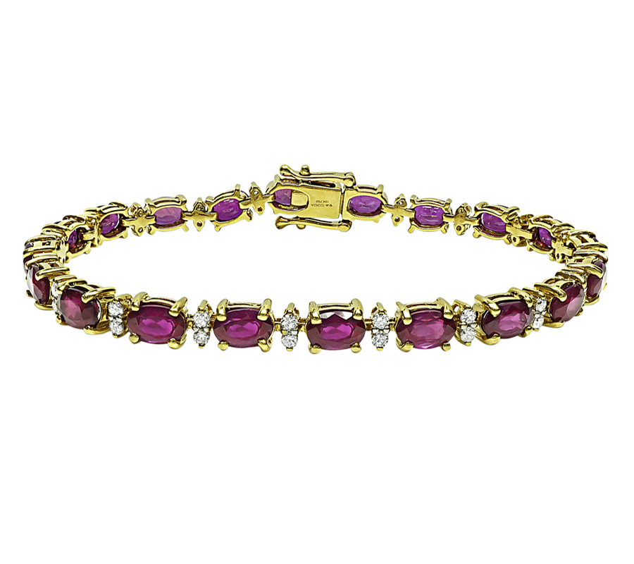 Estate 13.41ct Ruby 0.80ct Diamond Gold Bracelet
