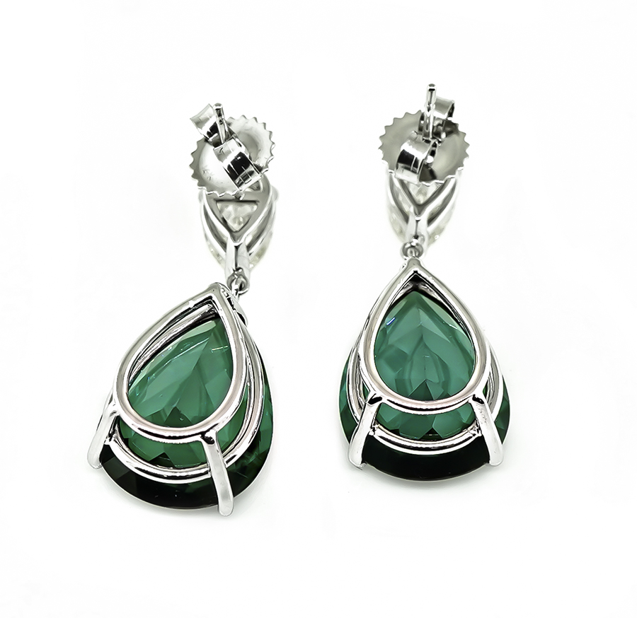 Estate 13.48ct Green Tourmaline 1.65ct Diamond Earrings