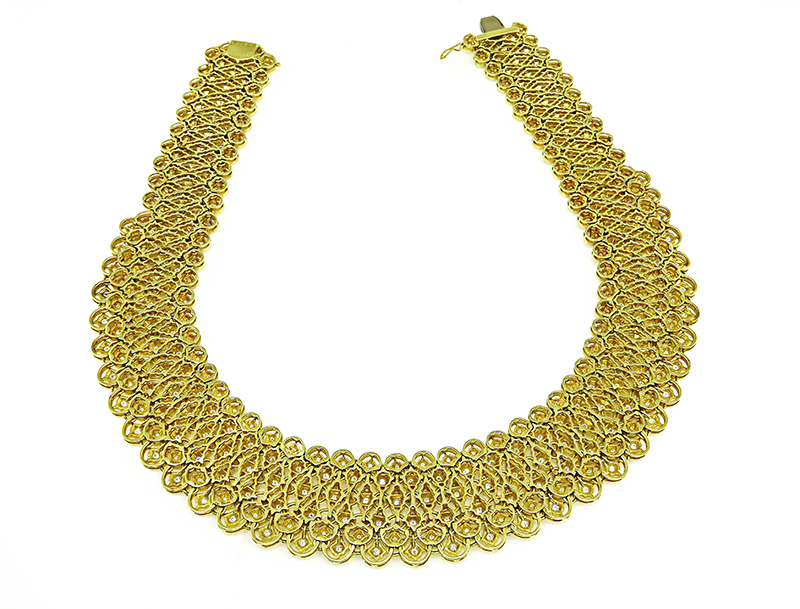 Estate 15.20ct Diamond Gold Choker Necklace