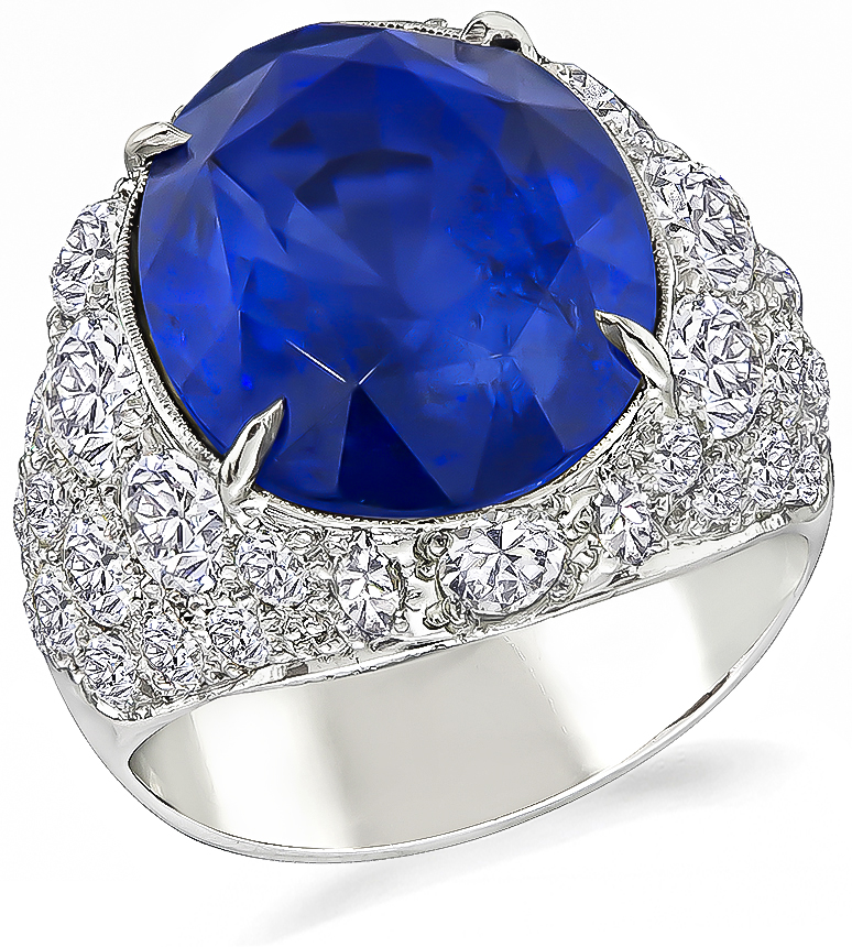 sapphire diamond 14k white gold ring cocktail  1