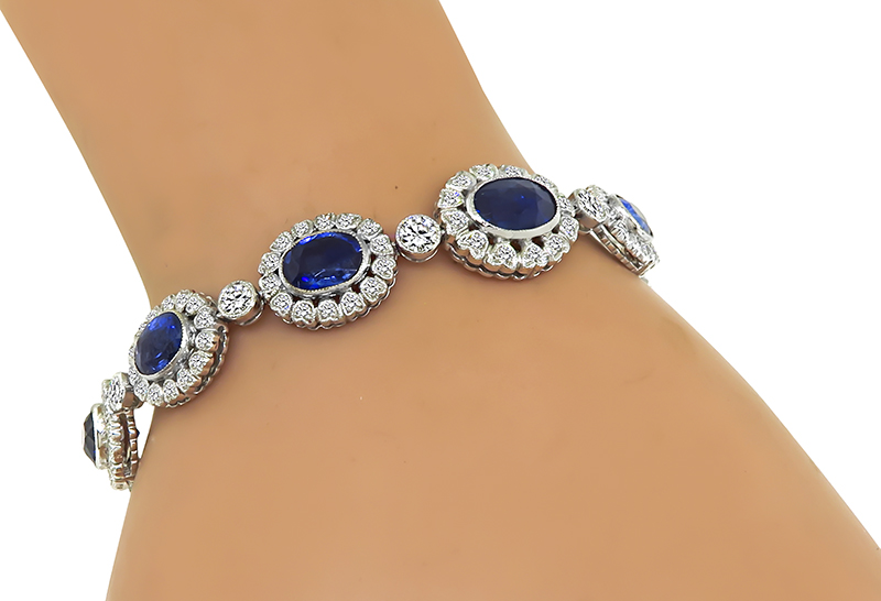 Estate 16.04ct Sapphire 3.37ct Diamond Bracelet