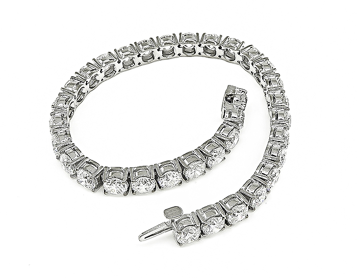 Estate GIA Certified 17.54ct Diamond Tennis Bracelet