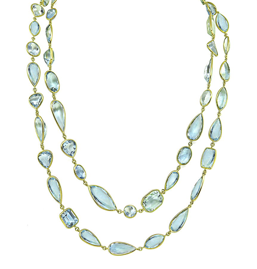 Estate 180.00ct Aquamarine Gold Necklace