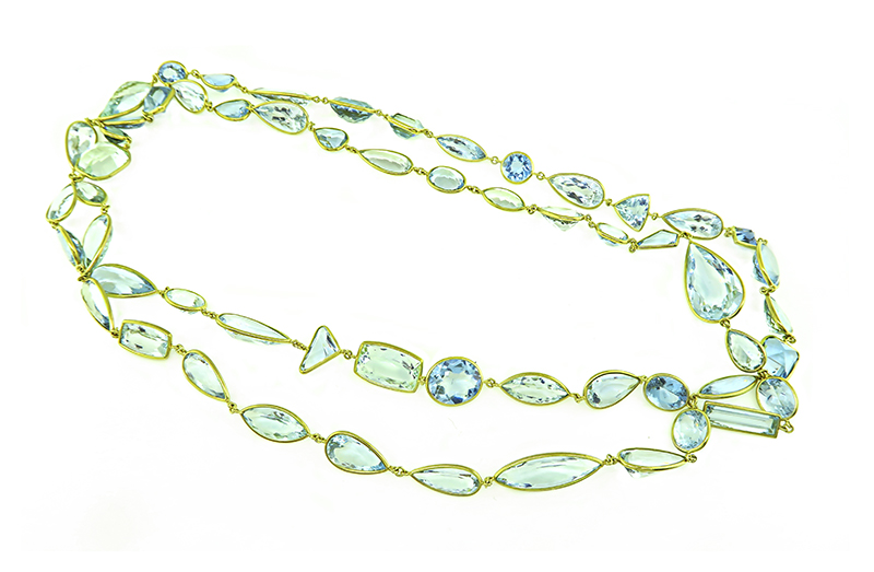 Estate 180.00ct Aquamarine Gold Necklace